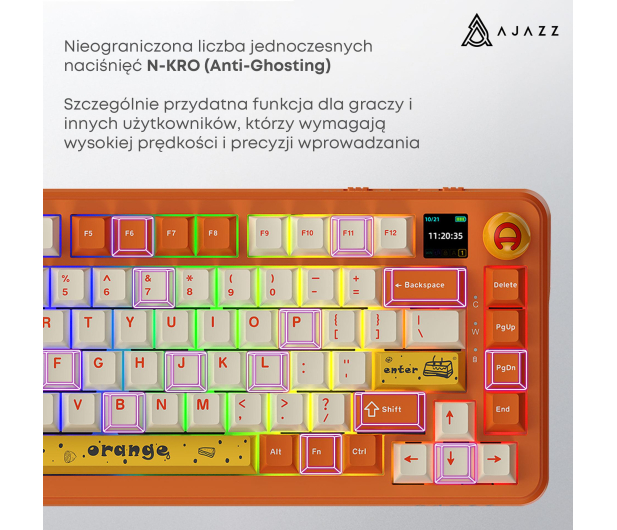 Ajazz AK820 MAX Avocado Switch Orange White RGB z ekranem - 1536369 - zdjęcie 14